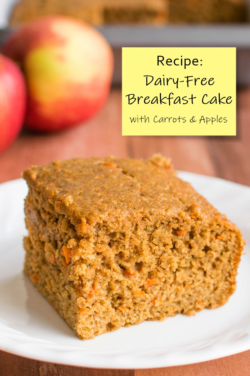 Dairy-Free Breakfast Cake Recipe - healthy, flavorful, whole grain, and infused with apples and carrots!