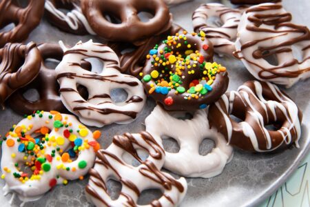Dairy-Free Chocolate Covered Pretzels Recipe with the perfect ratios, allergy-friendly options, and more. Yes, vegan white chocolate pretzels and ricemilk chocolate pretzels, too!