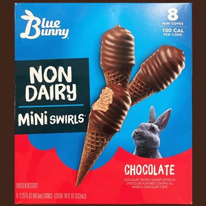 Blue Bunny Non-Dairy Bars and Swirls - dairy-free and vegan chocolate ice cream novelties from an iconic american brand.