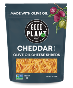 Good Planet Olive Oil Cheese Debuts in Dairy-Free Blocks, Cubes, and Shreds - Reviews and Info for all 9 Flavors. Vegan, gluten-free, allergy-friendly, coconut-free, palm oil-free, and low in saturated fat.