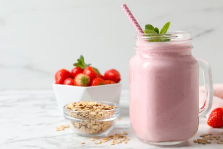 Dairy-Free Strawberry Oatmeal Smoothie Recipe - naturally plant-based, gluten-free, and allergy-friendly