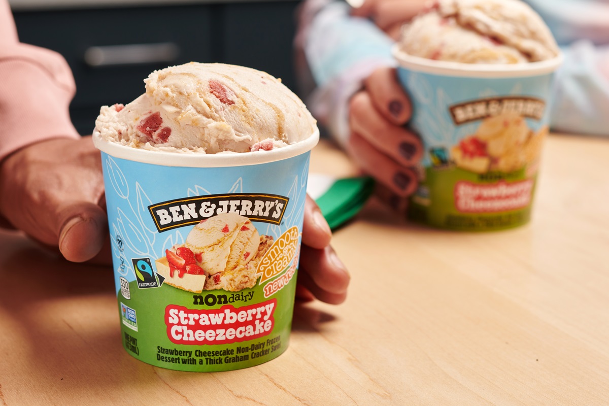 Ben & Jerry's Oatmilk Ice Cream Reviews and Info. All New Formula and All New Flavor (Strawberry Cheezecake pictured). 