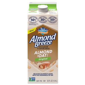Almond Breeze Almond & Oatmilk Blend Reviews and Information - dairy-free, soy-free, vegan-friendly, and high calcium. Lower sugar and calories than average leading oatmilk brands.