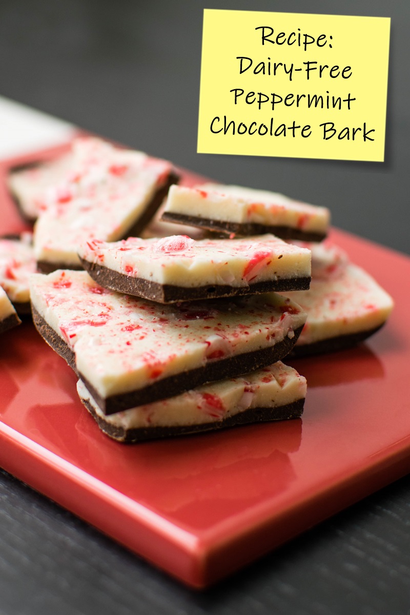 Dairy-Free Peppermint Bark Recipe - includes a homemade dairy-free white chocolate option. Fast, Easy, and Delicious! With semi-sweet or dark chocolate. Also vegan-friendly and allergy-friendly.