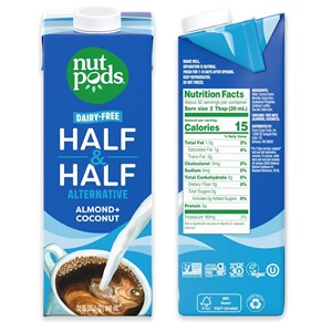 Nutpods Dairy-Free Half & Half Reviews and Info - soy-free, gluten-free, vegan, and kosher pareve for coffee, cooking, and baking needs