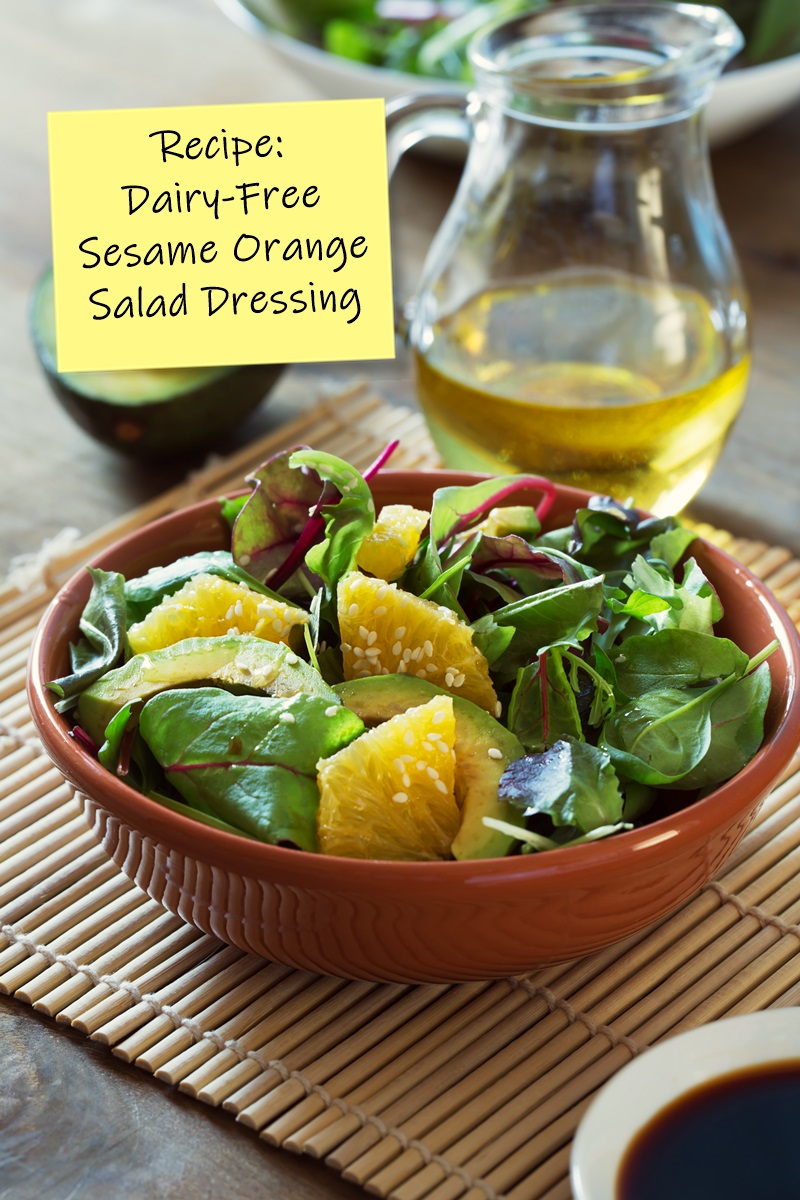 Dairy-Free Sesame Orange Salad Dressing Recipe with 3 Full Salad Recipe Options - gluten-free and vegan optional